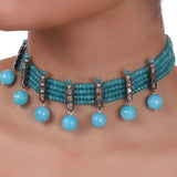 Silver Plated Pacchi Turquoise Choker Set