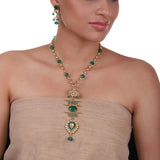 Gold Plated Pacchi Green Onyx Necklace Set