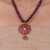 Gold Plated Pacchi Ruby Ball Necklace Set