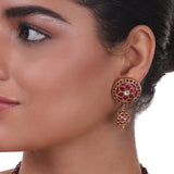 Gold Plated Pacchi Ruby Ball Necklace Set
