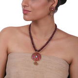 Gold Plated Pacchi Ruby Ball Necklace Set