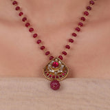 Gold Plated Pacchi Ruby Necklace Set
