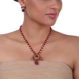 Gold Plated Pacchi Ruby Necklace Set