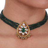 Gold Plated Pacchi Green Onyx Choker Set