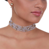 Gold Plated Pacchi Blue Choker Set