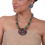 Silver Plated Pacchi Kundan Necklace Set