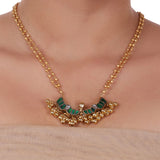 Gold Plated Pacchi Green Gold Chain Necklace Set