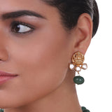 Gold Plated Sankranti Temple Green Laxmi Necklace Set
