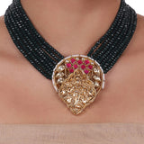 Gold Plated Sankranti Temple Onyx Kundan Necklace Set