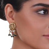 Gold Plated Sankranti Temple Onyx Kundan Necklace Set
