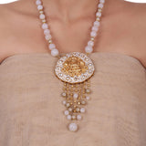 Gold Plated Sankranti Temple White Necklace Set