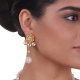 Gold Plated Sankranti Temple White Necklace Set