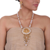 Gold Plated Sankranti Temple White Necklace Set
