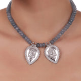 Silver Plated Sankranti Temple Labradorite Necklace Set