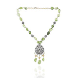 Gold & Silver Plated Mishran Peridot with Kundan Necklace Set