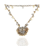 Gold & Silver Plated Mishran Cresent Kundan Pendant Set