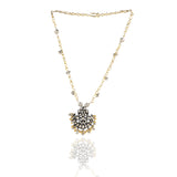 Gold & Silver Plated Mishran Fan Kundan Pendant Set