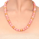 Gold Plated Dor Pink Agate Necklace Set