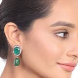Silver Plated Manihaar Green Onyx Necklace Set