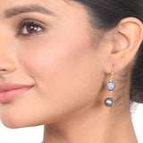 Silver Plated Dor Grey Black Necklace Set