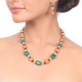 Gold Plated Dor Green Ruby Onyx Necklace Set