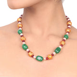 Gold Plated Dor Green Ruby Onyx Necklace Set