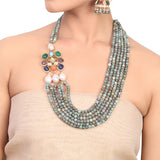 Gold Plated Manihaar Multi Stone Necklace Set