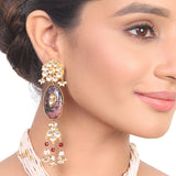 Gold Plated Manihaar  Kundan Painting Necklace set