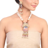 Gold Plated Manihaar  Kundan Painting Necklace set