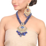 Gold Plated Manihaar Lapiz Necklace Set