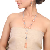 Silver Plated Dor Zircon Pink Coral Necklace Set