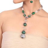 Silver Plated Dor Crystal  Zircon Ball Necklace Set