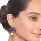 Gold Plated Manihaar Kundan Lapiz Necklace Set