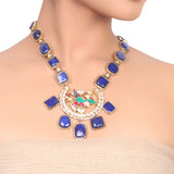 Gold Plated Manihaar Kundan Lapiz Necklace Set