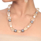 Silver Plated Dor Citrine  Necklace set