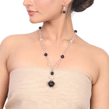Silver Plated Dor Rose Quartz Necklace Set