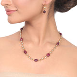 Gold Plated Dor Ruby Gold Ball Necklace Set