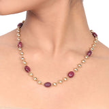 Gold Plated Dor Ruby Gold Ball Necklace Set