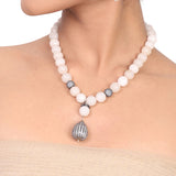 Silver Plated Dor White Opal Necklace Set