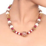 Gold Plated Dor Ruby Jade Necklace Set