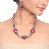 Silver Plated Dor Ruby Labradorite Necklace Set