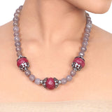 Silver Plated Dor Ruby Labradorite Necklace Set