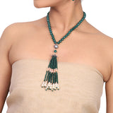 Silver Plated Dor Green Onyx Zircon Necklace  Set