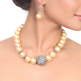 Silver Plated Dor Golden Pearl Necklace Set