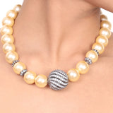 Silver Plated Dor Golden Pearl Necklace Set
