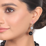 Silver Plated Dor  Zircon Black Onyx Necklace Set