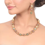 Gold Plated Dor Navrattan Beads Necklace Set