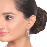Silver Plated Dor Rose Quartz Zircon Necklace Set