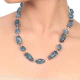 Silver Plated Dor Blue Agate Necklace Set