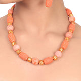Gold Plated Dor Carved Coral Necklace Set
